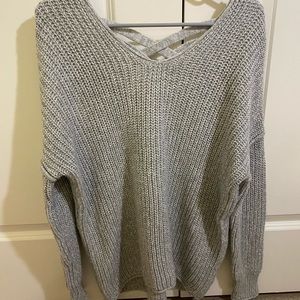 Mossimo Supply Co. Women’s Chunky Gray Sweater with Cross Back Detail sz Medium